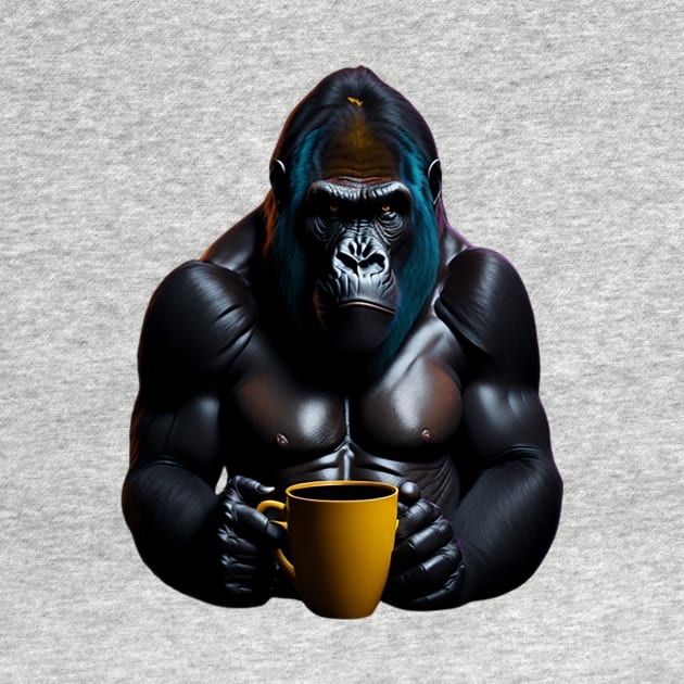 Gorilla with coffee mug by likbatonboot